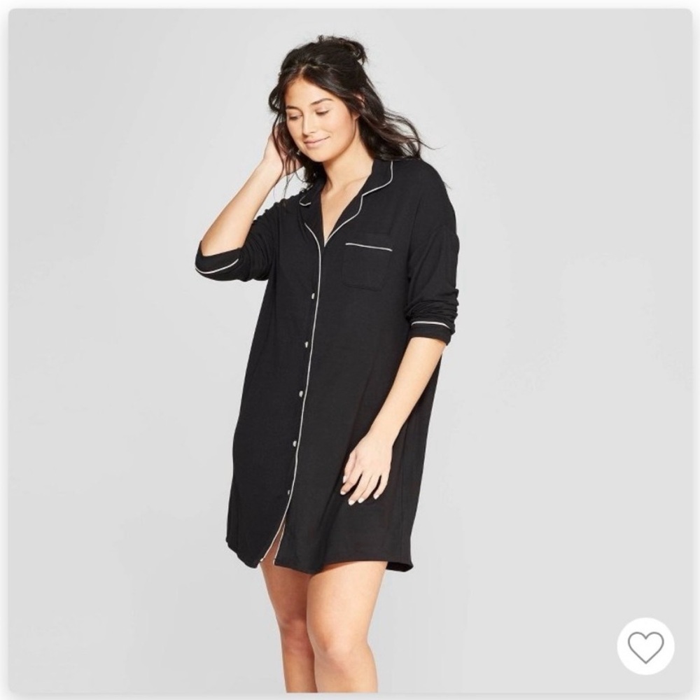 Stars Above Black Button-Down Sleep Shirt